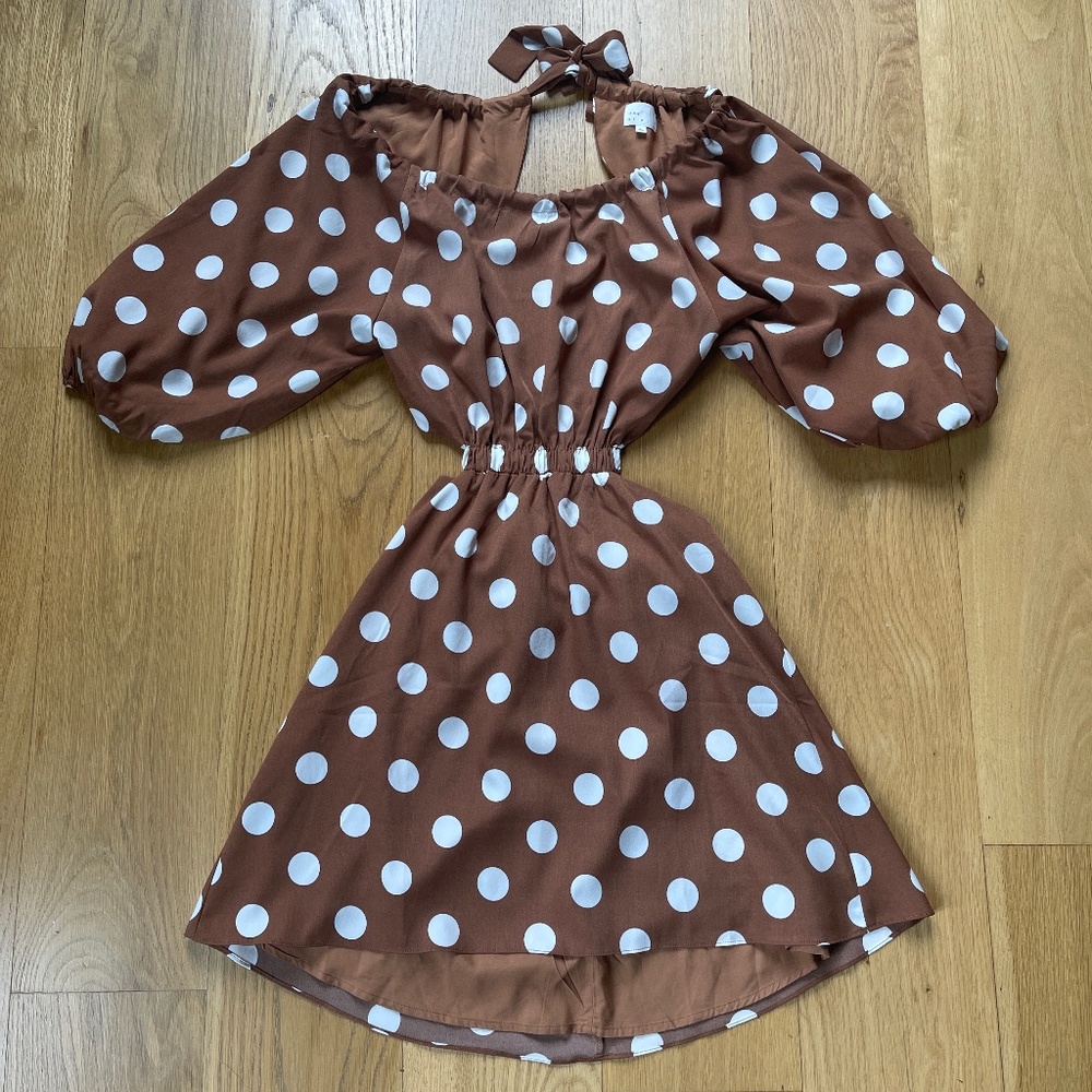 NWOT Vici brown polka dotted dress